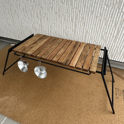 フラットバーナ－テーブルアイアンigtテーブル ミディアムウォルナット色 8枚目の画像