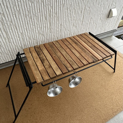 フラットバーナ－テーブルアイアンigtテーブル ミディアムウォルナット色 9枚目の画像