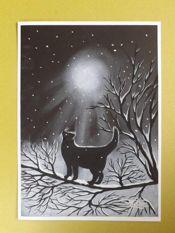 色鉛筆画「耳を傾ければSilent nightほら聴こえる」「秋めく