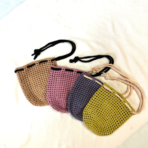 【きこちゃん】ハンドメイド　フラットポーチ＆巾着ミニバッグ きこちゃん様専用】ハンドメイド フラットポーチ＆巾着ミニバッグ