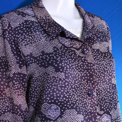 着物リメイク　ロングブラウス＆ロングジャケット（絹総絞りの着物地）長袖 7枚目の画像
