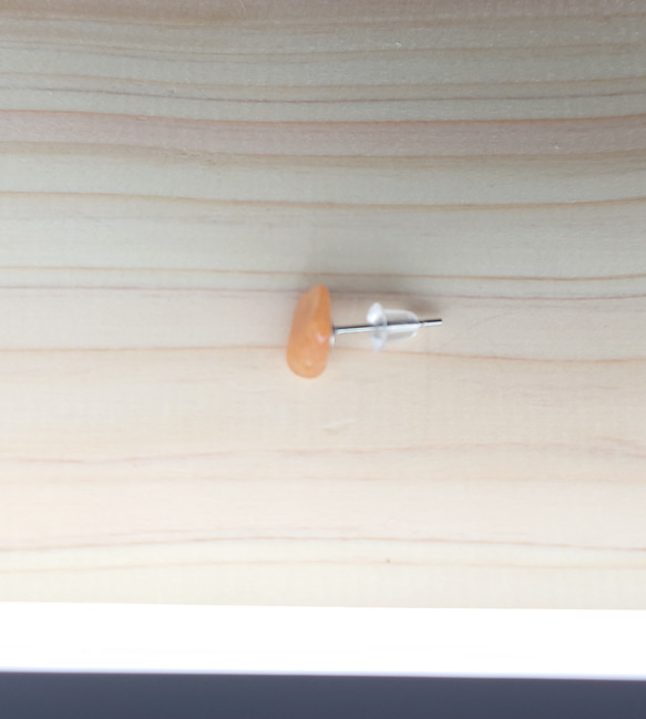 単品 オレンジアベンチュリン ピアス サージカル仕様 キャッチはシリコン [14] OA_14 5枚目の画像