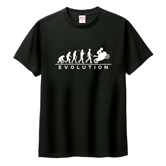 Tシャツ バイク メンズ レディース ジュニア 半袖 長袖 オートバイ おもしろ 進化論 ティシャツ 2枚目の画像