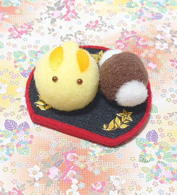 ポンポン和菓子♪秋の和菓子セット★黄うさぎ(ᐢ..ᐢ) 1枚目の画像
