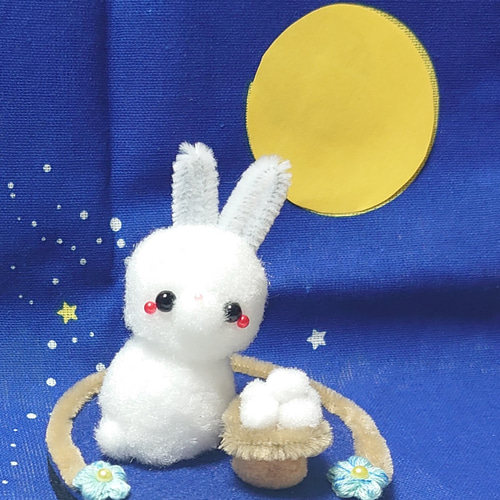 pon pon Friends♥お月見うさちゃん(ᐢ..ᐢ) 振り向きver その他置物  