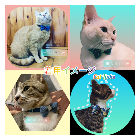 ぷっくり花柄首輪✳猫　 4枚目の画像