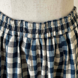 2way 手織り綿で仕立てたロングスカート バルーンスカートにも コットン100% 白青チェック柄 8枚目の画像
