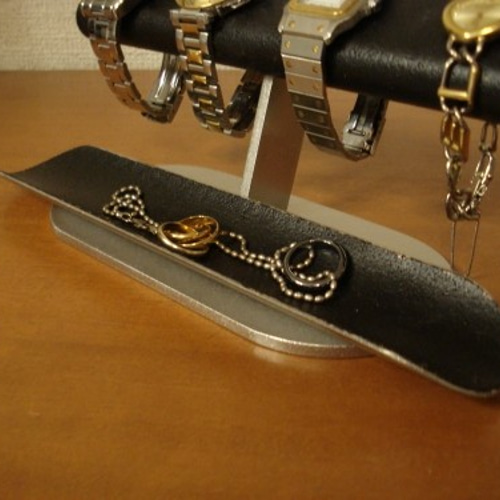 時計スタンド ブラックだ円ロングトレイ4本掛け腕時計スタンド130115