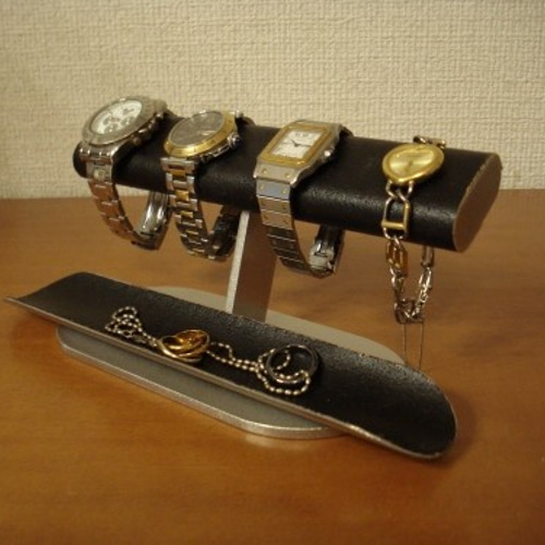 時計スタンドブラックだ円ロングトレイ4本掛け腕時計スタンド130115