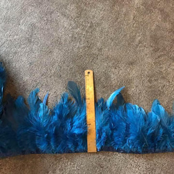 【T31ブルーモカ】1m 羽根 フェザー テープ リボン 鳥の羽根 衣装 2枚目の画像
