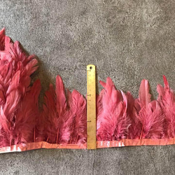 【T30ピンクモカ】1m 羽根 フェザー テープ リボン 鳥の羽根 衣装 2枚目の画像
