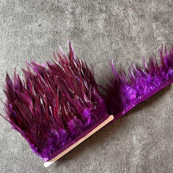 【TW3 紫】1m 羽根 フェザー テープ リボン 鳥の羽根 鳥 羽 7枚目の画像