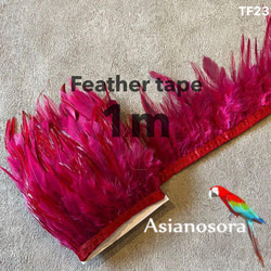 【TF23 ワイン】1m 羽根 フェザー テープ リボン  衣装 羽 装飾 1枚目の画像