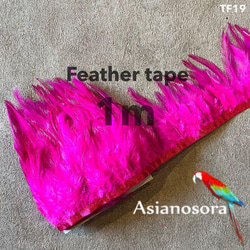 【TF19 濃ピンク】1m 羽根 フェザー テープ リボン  衣装 羽 装飾 1枚目の画像