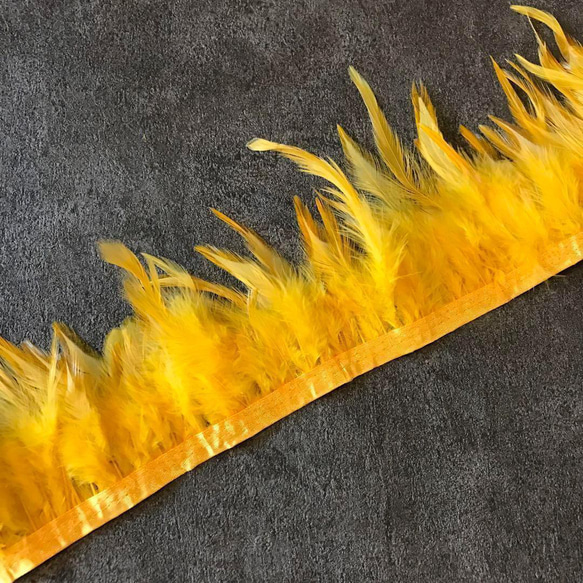 【TF6黄色】1m 羽根 フェザー テープ リボン 鳥の羽根 衣装 2枚目の画像