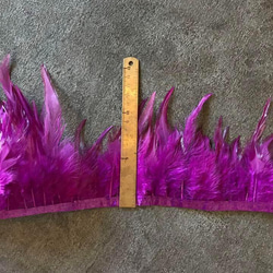 【TF4 紫】1m 羽根 フェザー テープ リボン  衣装 バッグ 装飾 3枚目の画像