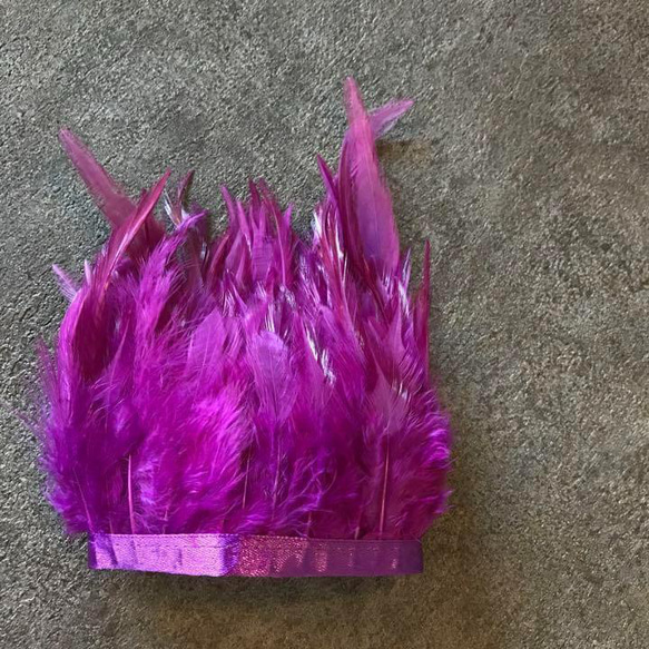 【TF4 紫】1m 羽根 フェザー テープ リボン  衣装 バッグ 装飾 4枚目の画像