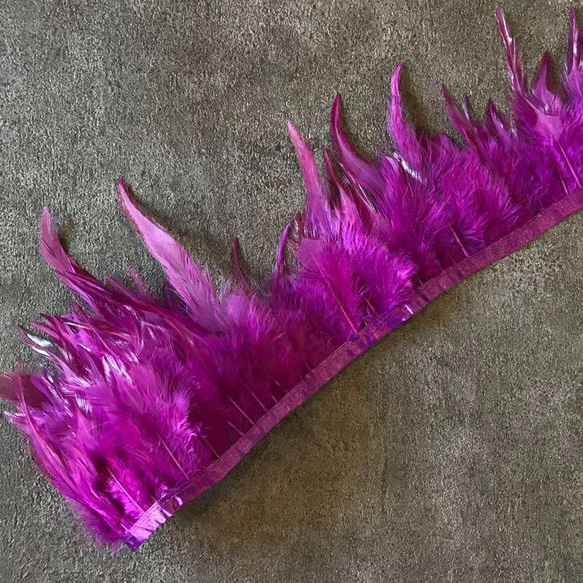 【TF4 紫】1m 羽根 フェザー テープ リボン  衣装 バッグ 装飾 2枚目の画像