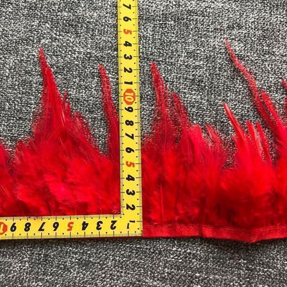【TF27 赤】1m 羽根 フェザー テープ リボン  衣装 羽 装飾 3枚目の画像