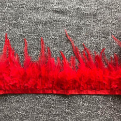 【TF27 赤】1m 羽根 フェザー テープ リボン  衣装 羽 装飾 2枚目の画像