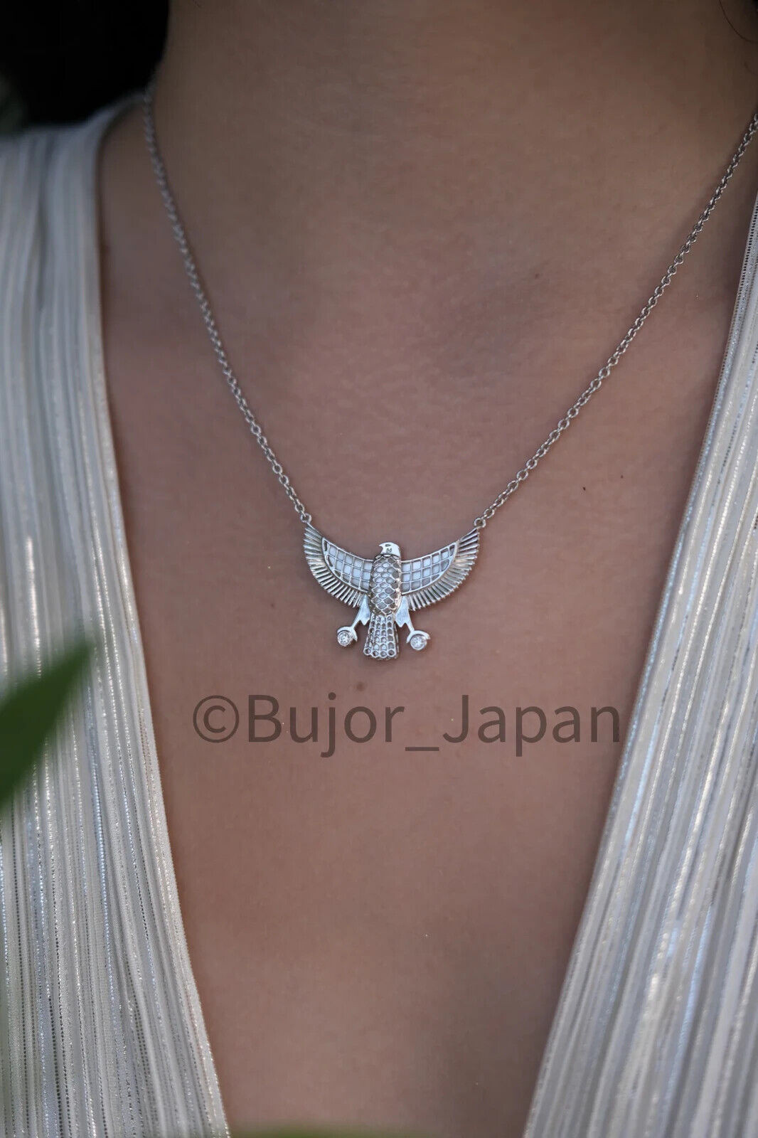 ファルコン ペンダントネックレス イーグル スターリングシルバー925 マザーオブパール 金属アレルギー ボックス付き