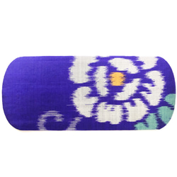レトロな帯板コレクション 06　銘仙　青紫地に大輪の灰白花柄 2枚目の画像