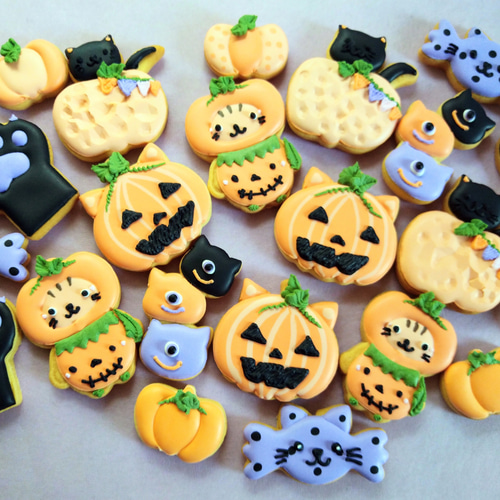 Creema限定』ハロウィン2024※猫ちゃんのハロウィンアイシングクッキー