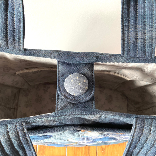 パッチワークあおりポケット付きトートバッグ パッチワークあおりポケット付きトートバッグ パッチワーク