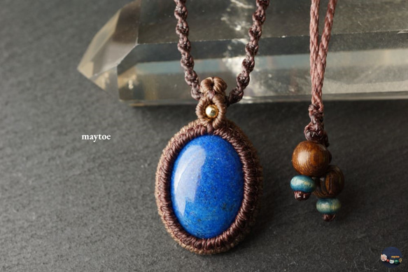 ラピスラズリのマクラメネックレス - Antique blue -＜一点物