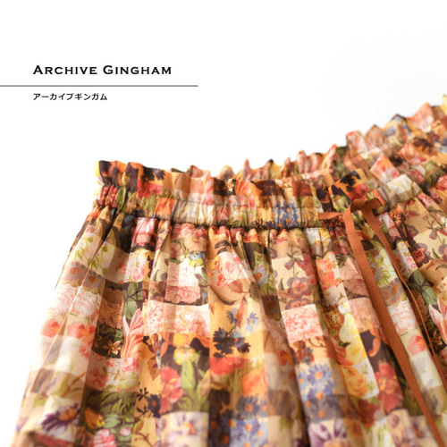 リバティ生地使用☆ハンドメイドのガウチョパンツ☆アーカイブギンガム　ローズ アーカイブギンガム Archive Gingham/ORG＞リバティタナローン