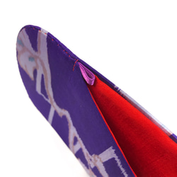 レトロな帯枕・帯板・仮紐・収納バッグセット　銘仙　青紫地にうす灰青の花 4枚目の画像
