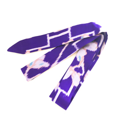 レトロな帯枕・帯板・仮紐・収納バッグセット　銘仙　青紫地にうす灰青の花 7枚目の画像