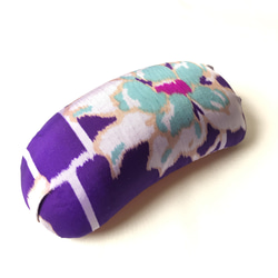 レトロな帯枕・帯板・仮紐・収納バッグセット　銘仙　青紫地にうす灰青の花 5枚目の画像