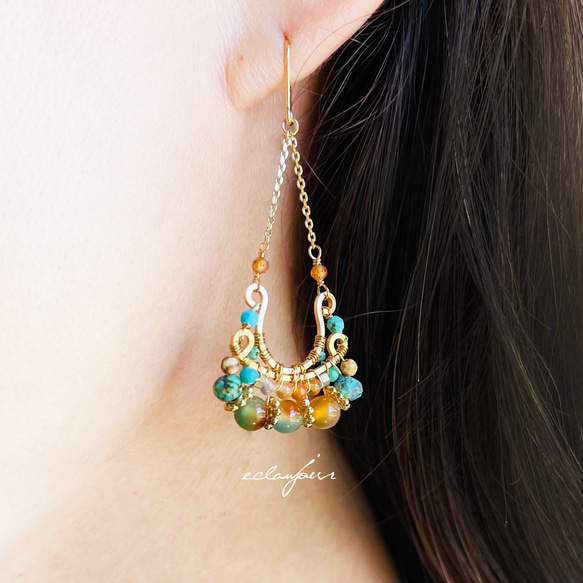 リビエラ・マヤ〜熱帯雨林のピアス＆イヤリング【eclanjour】 ピアス  