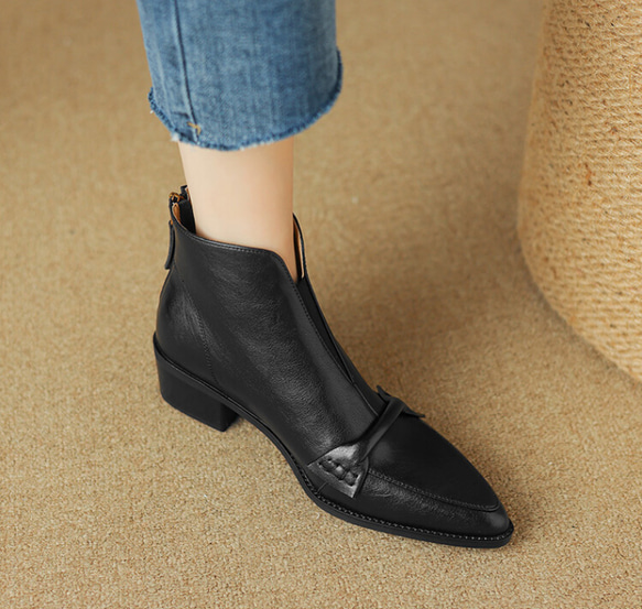 2023秋冬新品：女士真皮短靴，羊毛內襯（尺寸22-24.5cm，840日圓）免運費 第11張的照片