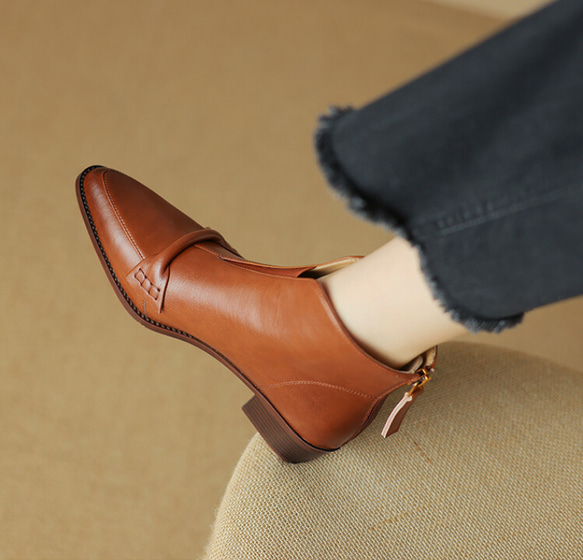 2023秋冬新品：女士真皮短靴，羊毛內襯（尺寸22-24.5cm，840日圓）免運費 第7張的照片