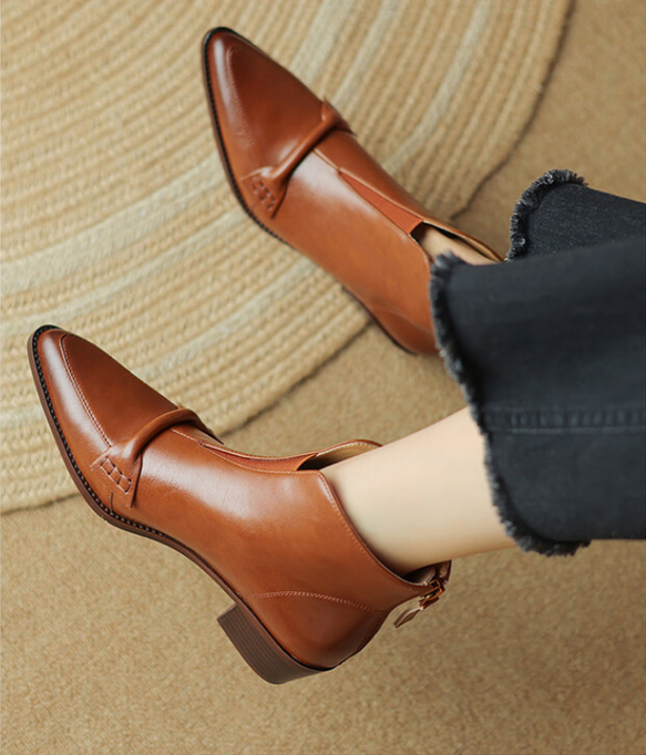 2023秋冬新品：女士真皮短靴，羊毛內襯（尺寸22-24.5cm，840日圓）免運費 第5張的照片