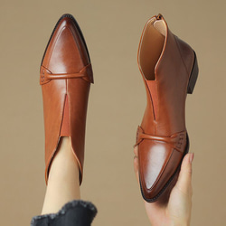 2023秋冬新品：女士真皮短靴，羊毛內襯（尺寸22-24.5cm，840日圓）免運費 第6張的照片