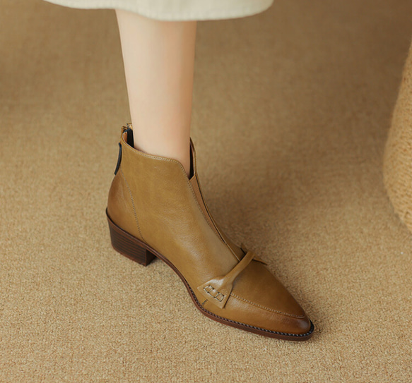 2023秋冬新品：女士真皮短靴，羊毛內襯（尺寸22-24.5cm，840日圓）免運費 第3張的照片