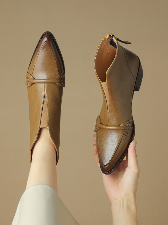 2023秋冬新品：女士真皮短靴，羊毛內襯（尺寸22-24.5cm，840日圓）免運費 第2張的照片