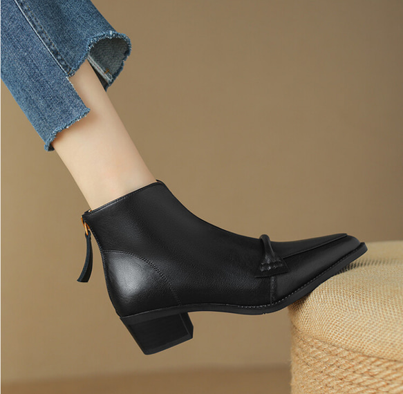 2023秋冬新品：女士真皮短靴，羊毛內襯（尺寸22-24.5cm，840日圓）免運費 第10張的照片