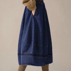 着まわしやすいデニムスカート  バルーン型スカート 17枚目の画像