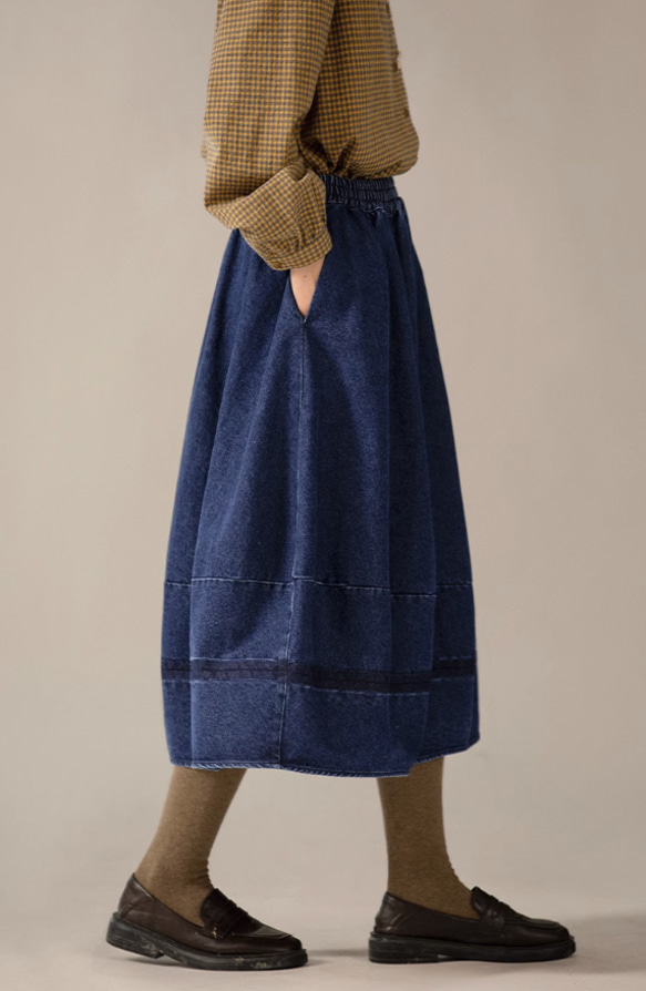 着まわしやすいデニムスカート  バルーン型スカート 17枚目の画像