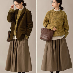 秋冬のロングスカート　ギャザースカート  裏地付き　コットン100％ 10枚目の画像