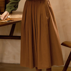 秋冬のロングスカート　ギャザースカート  裏地付き　コットン100％ 1枚目の画像