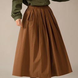 秋冬のロングスカート　ギャザースカート  裏地付き　コットン100％ 13枚目の画像