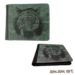 二つ折り財布 かぶせ蓋 タイプ「 虎 」cool な 寅 オリジナルデザイン スマート な印象の お財布 2枚目の画像