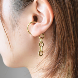 耳骨夾 2 件組 橢圓鏈 + Kihei 鏈 黃銅 金黃銅 第2張的照片