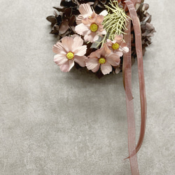 秋桜と秋色紫陽花のリース・アーティフィシャルフラワー 3枚目の画像