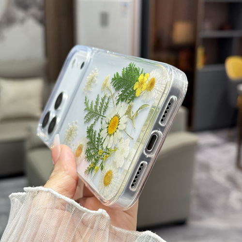 ドライフラワー iPhone17ケース クリアケース 透明 押し花 ボタニカル